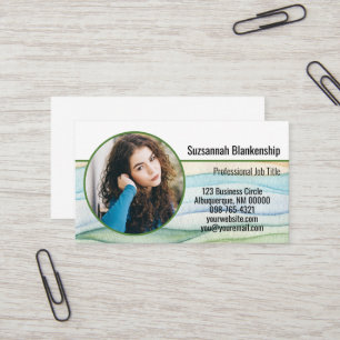 Carte De Visite Aquarelle photo ronde personnalisée pour petite en