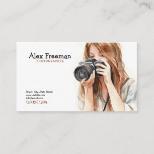 Carte De Visite Aquarelle Photographie féminine blanche et Brown