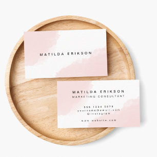 Carte De Visite Aquarelle Pink Blush minimaliste moderne Scandi