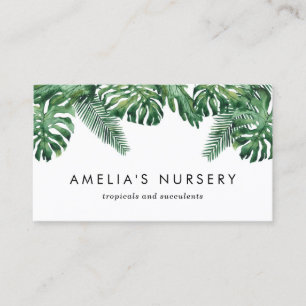 Carte De Visite Aquarelle Plantes tropicaux Verdure Pépinière