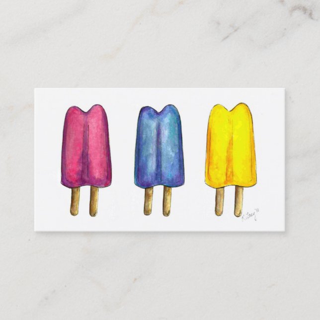 Carte De Visite Aquarelle Popsicle Twin Pop Popsicles Ice Lolly (Devant)