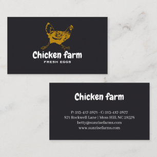 Carte De Visite aquarelle poulet noir blanc Œuf frais ferme