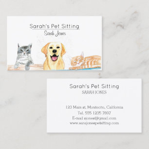 Carte De Visite Aquarelle pour animal de compagnie assis Chien Cha