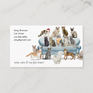 Carte de visite aquarelle pour garde de chat