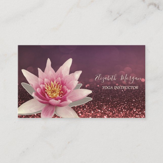 Carte De Visite Aquarelle professionnelle Lotus Yoga Bokeh (Devant)