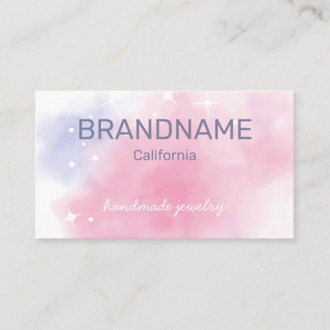 Carte De Visite Aquarelle Rainbow Galaxy Stars Pastel Purple Pink (Devant)