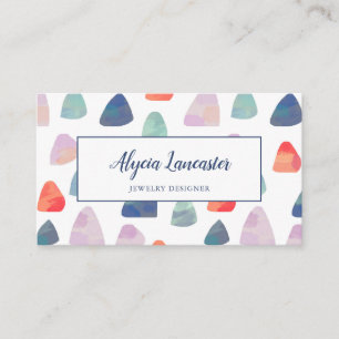 Carte De Visite Aquarelle Rocks Corail & Blue Jewelry Designer
