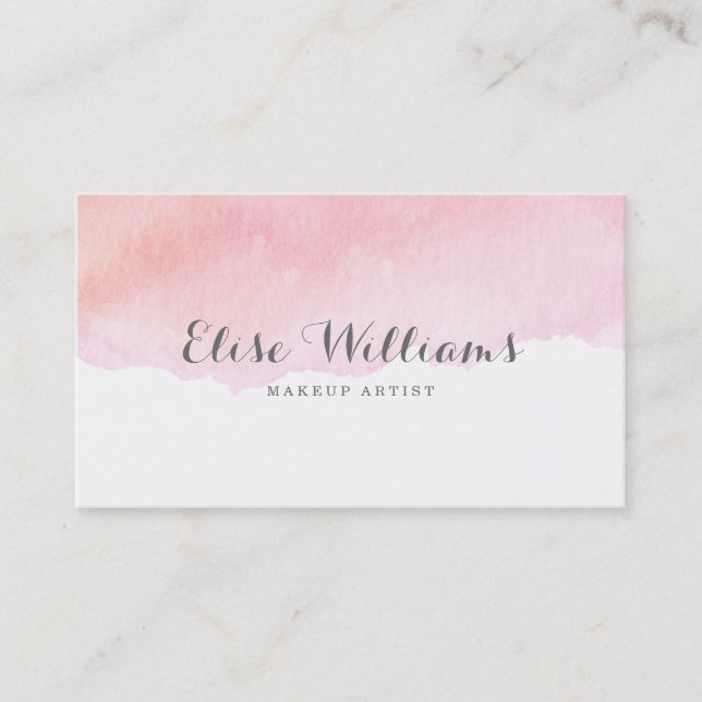 Carte De Visite Aquarelle rose (Devant)