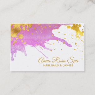 Carte De Visite *~* Aquarelle rose Abstraite en gras Gold Luxe