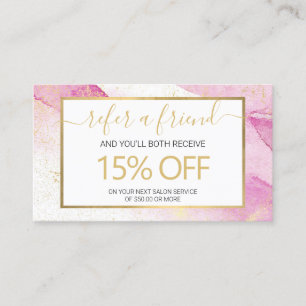 Carte De Visite Aquarelle rose Abstraite Faux Gold Dust Orientatio