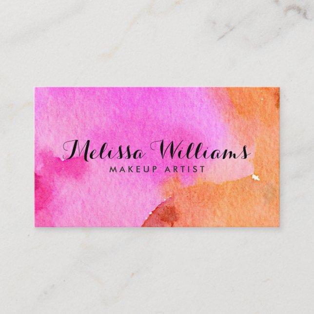 Carte De Visite Aquarelle rose Abstraite Maquillage Artiste Beauté (Devant)