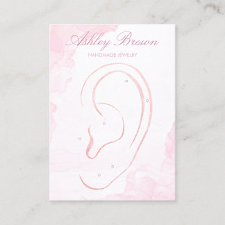 Carte De Visite Aquarelle rose Bijoux artisanal Écran d'oreille
