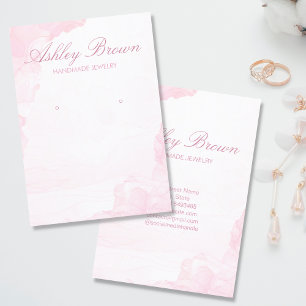 Carte De Visite Aquarelle rose Bijoux artisanal Écran d'oreille