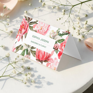 Carte De Visite Aquarelle Rose Blanc Rouge Floral