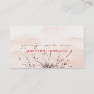 Carte De Visite Aquarelle rose botanique Huiles essentielles Feuil