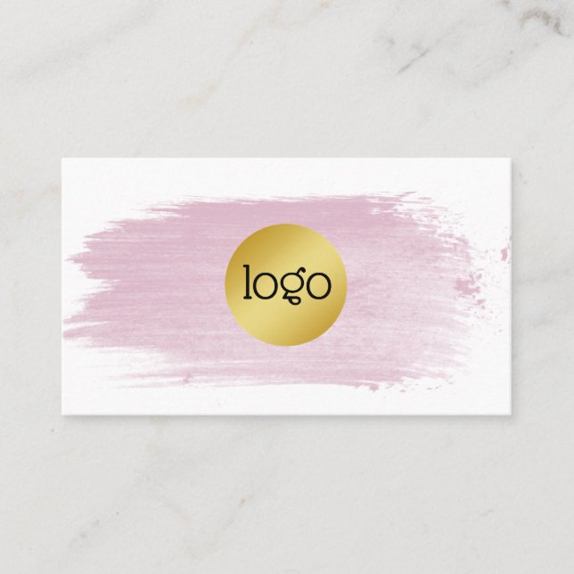 Carte De Visite Aquarelle rose brosse or votre logo (Devant)