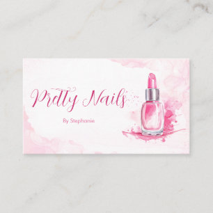 Carte De Visite Aquarelle rose Chic Clou Artiste Manucure Beauté
