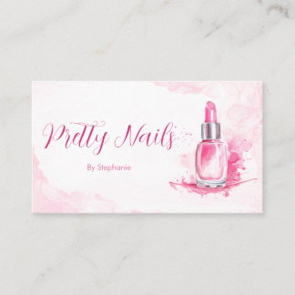 Carte De Visite Aquarelle rose Chic Clou Artiste Manucure Beauté