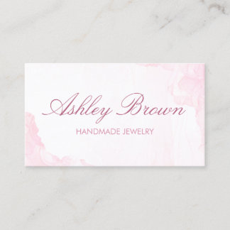 Carte De Visite Aquarelle rose Collier de bijoux artisanal