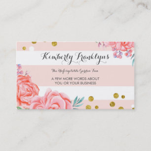 Carte De Visite Aquarelle rose de confettis d'or de fleurs de