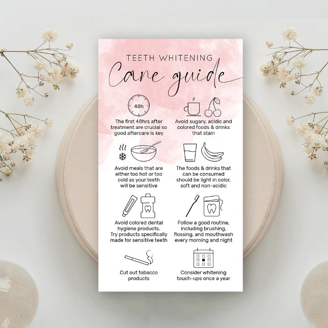 Carte De Visite Aquarelle rose feminine Dents blanchissant après s (Créateur téléchargé)