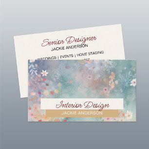 Carte De Visite Aquarelle rose fleur sauvage