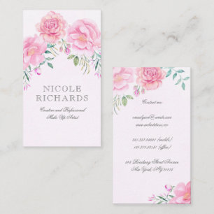 Carte De Visite Aquarelle rose Fleurs Bouquet Beauté élégante