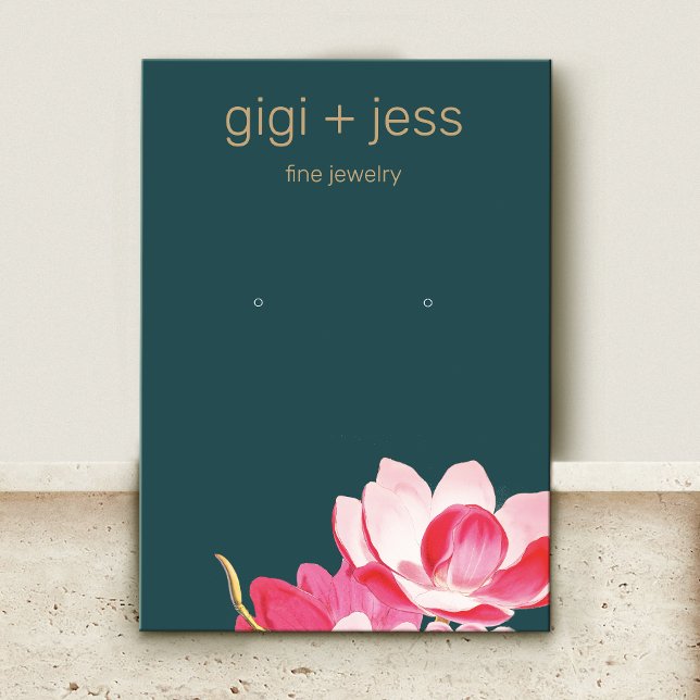 Carte De Visite Aquarelle rose Floral Magnolia Écran d'oreille (Créateur téléchargé)