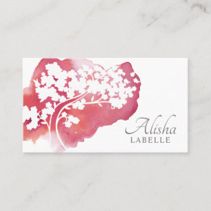 Carte De Visite Aquarelle rose Laver et joli arbre en fleurs de ce
