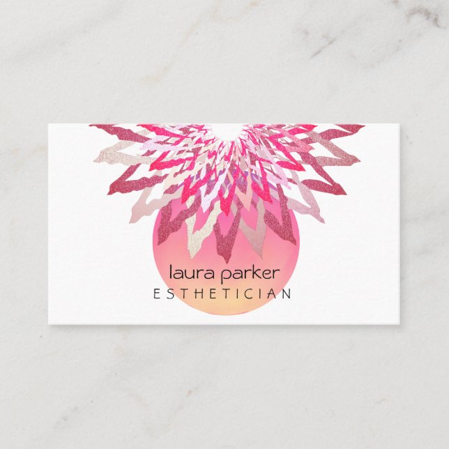 Carte De Visite Aquarelle rose Lotus Fleur Beautician Massage (Devant)