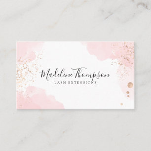 Carte De Visite Aquarelle rose minimaliste or éclaboussure élégant