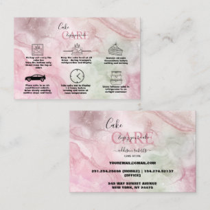 Carte De Visite Aquarelle rose or moderne Cake Care Business Ca