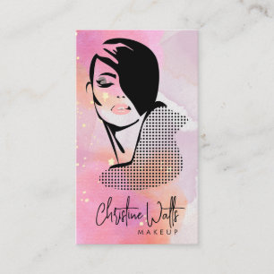 Carte De Visite Aquarelle rose pâle brillante