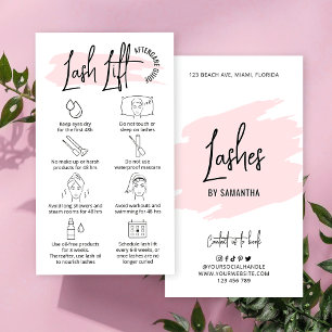 Carte De Visite Aquarelle rose pâle Lash Lift & Tint Afcare