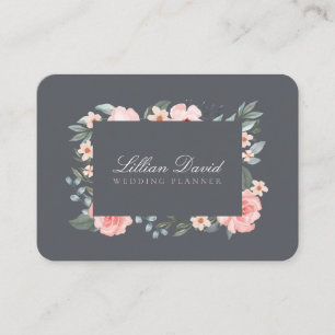 Carte De Visite Aquarelle rose pâle Rose floral & Sage vert