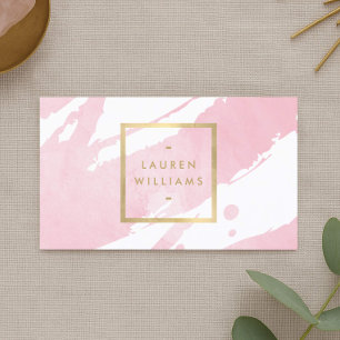 Carte De Visite Aquarelle rose pastel Abstraite