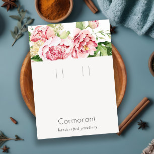 Carte De Visite Aquarelle rose pivoine Floral Porte-boucles