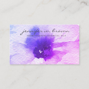 Carte De Visite Aquarelle rose pourpre florale Personnalisée