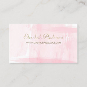 Carte De Visite Aquarelle rose simple Élégant Script or