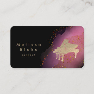 Carte De Visite aquarelle rose sur noir