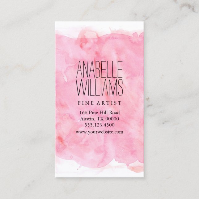 Carte De Visite Aquarelle rose tendance (Devant)