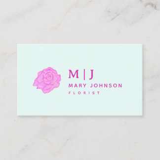 Carte De Visite Aquarelle Rose tendance audacieuse rose florale