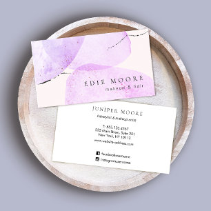 Carte De Visite Aquarelle rose violet artistique Salon de beauté