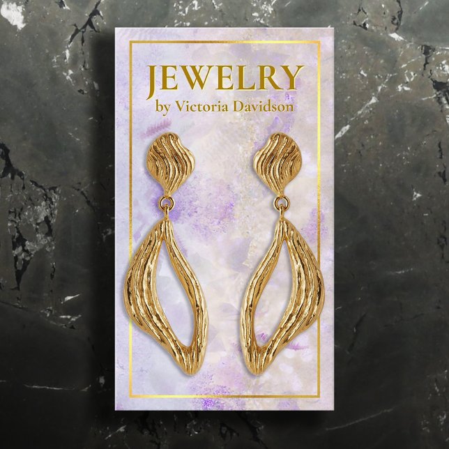 Carte De Visite Aquarelle rose violet or cadre d'oreille (Perfect for business)