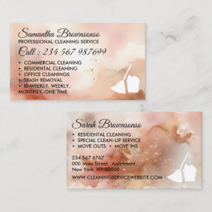 Carte De Visite Aquarelle Rosegold Nettoyage Maid Janitorial
