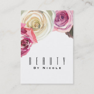 Carte De Visite Aquarelle Roses Rose Blanc Floral Glamour Chic