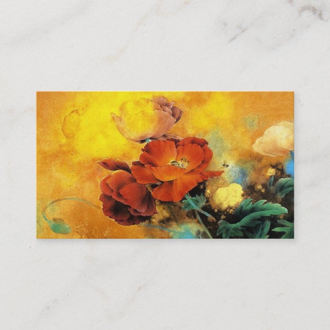 Carte De Visite Aquarelle rouge chinoise orientale fraîche de (Devant)