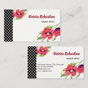 Carte De Visite Aquarelle Rouge Poppies Design floral