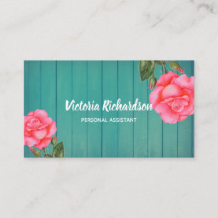 Carte De Visite Aquarelle rustique Roses roses rose Art Floral