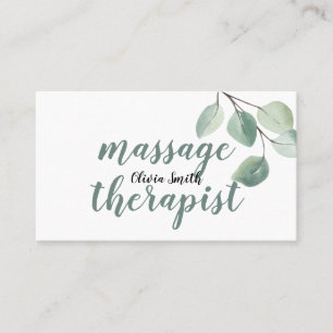 Carte De Visite Aquarelle rustique Vert moderne Massage floral
